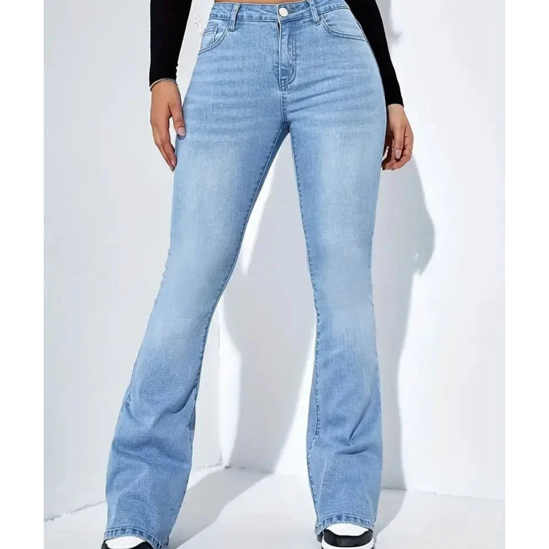 Damen-Jeans mit hoher Taille | ausgestelltes Bein