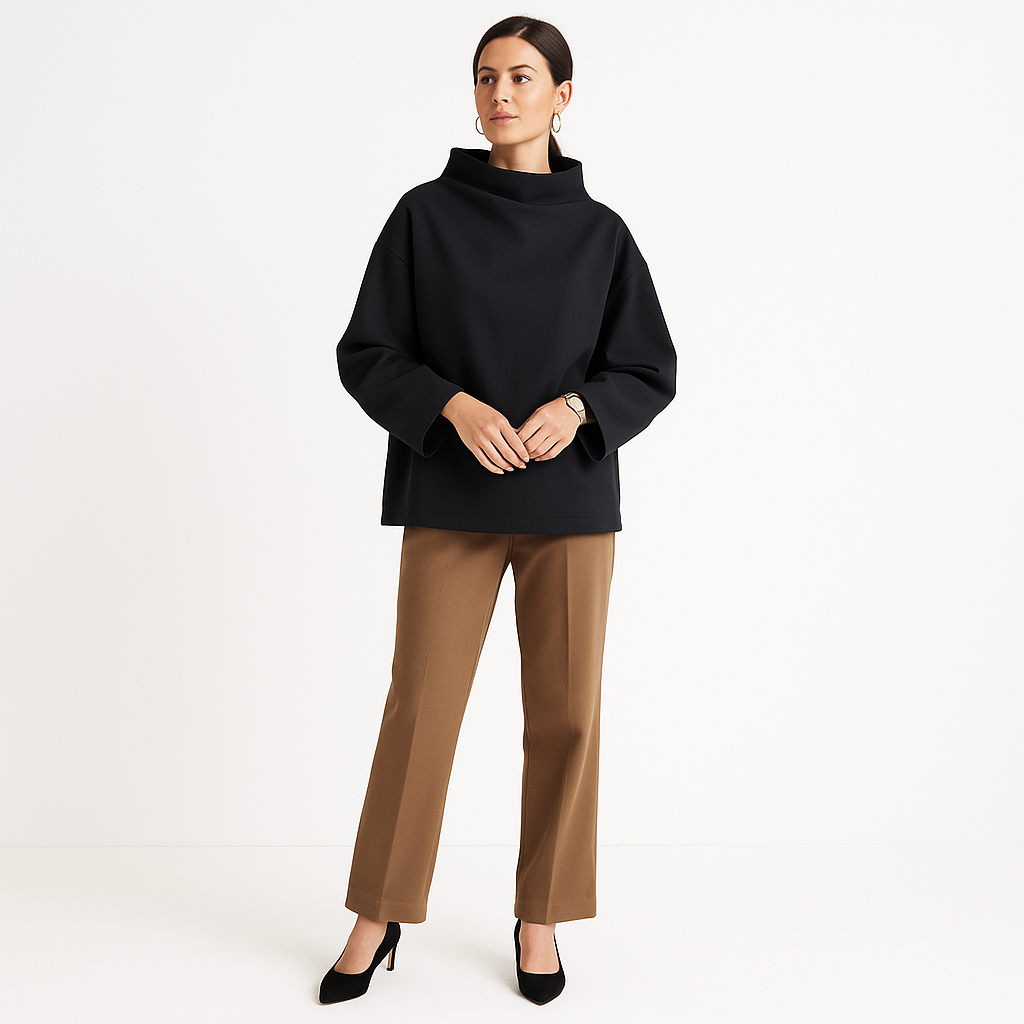 Damen Rollkragenpullover – Eleganter Pullover in Schwarz