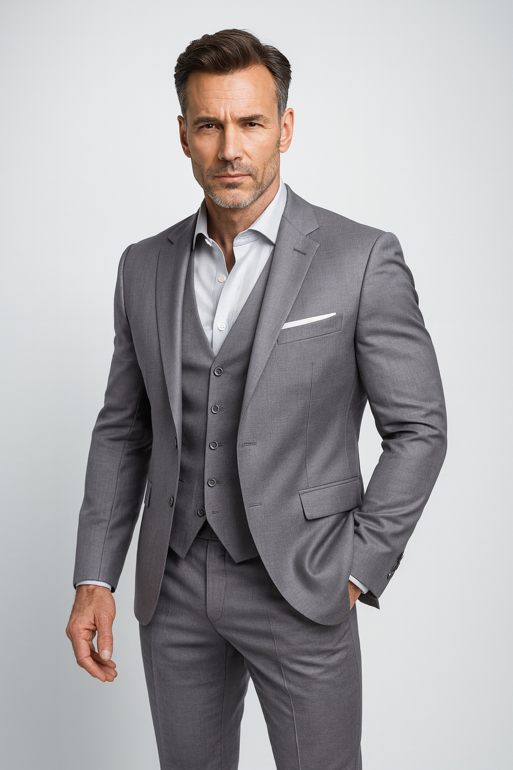 Herren Dreiteiliger Anzug | Taillierte Jacke Weste Hose