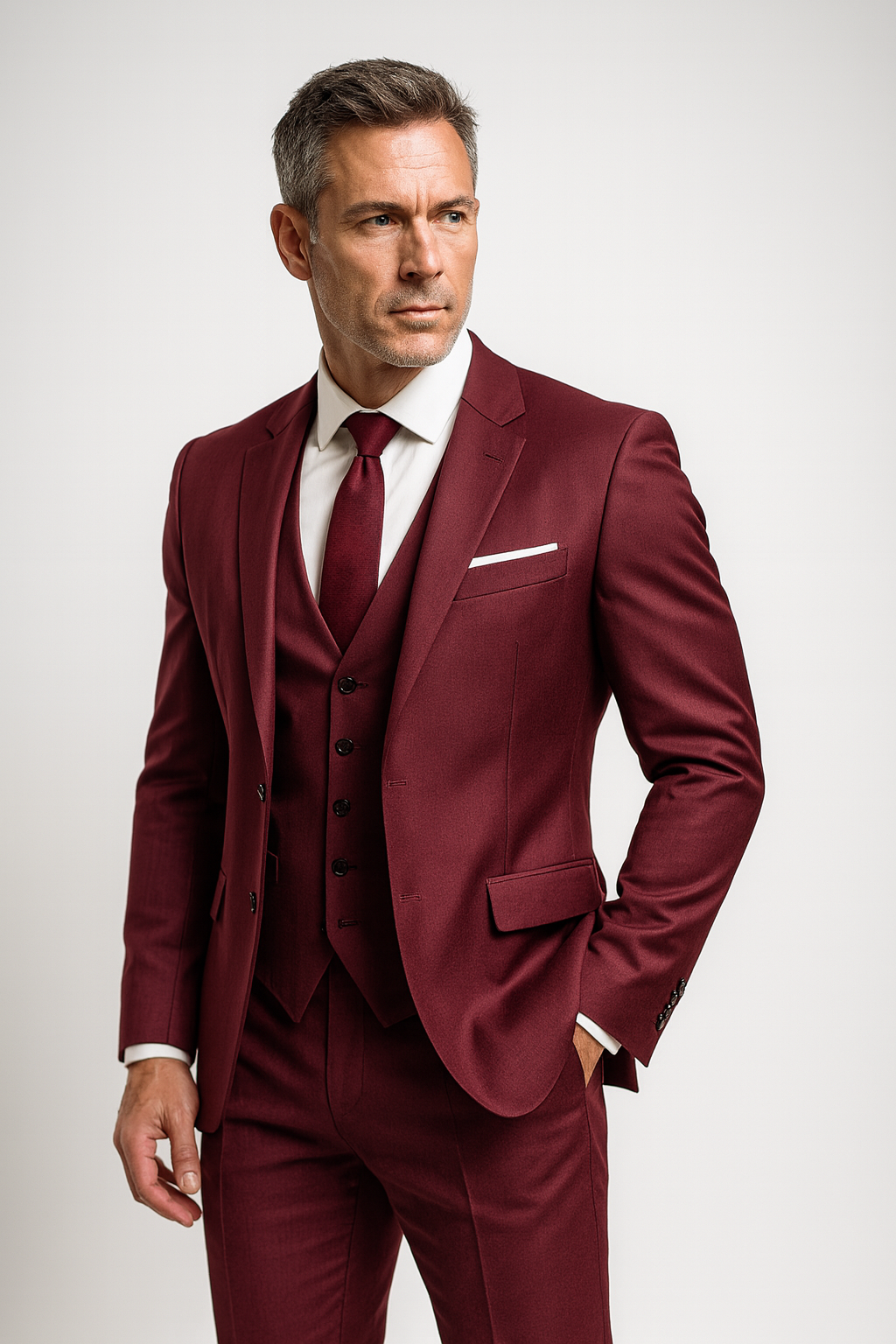 Herren Dreiteiliger Anzug | Taillierte Jacke Weste Hose