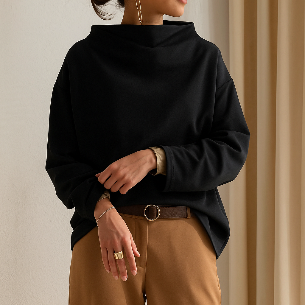 Damen Rollkragenpullover – Eleganter Pullover in Schwarz