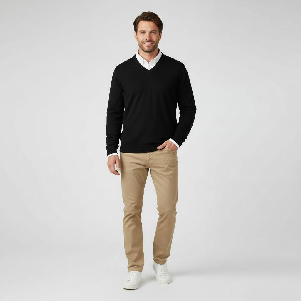 Herren Pullover | V-Ausschnitt klare Linien ruhige Form