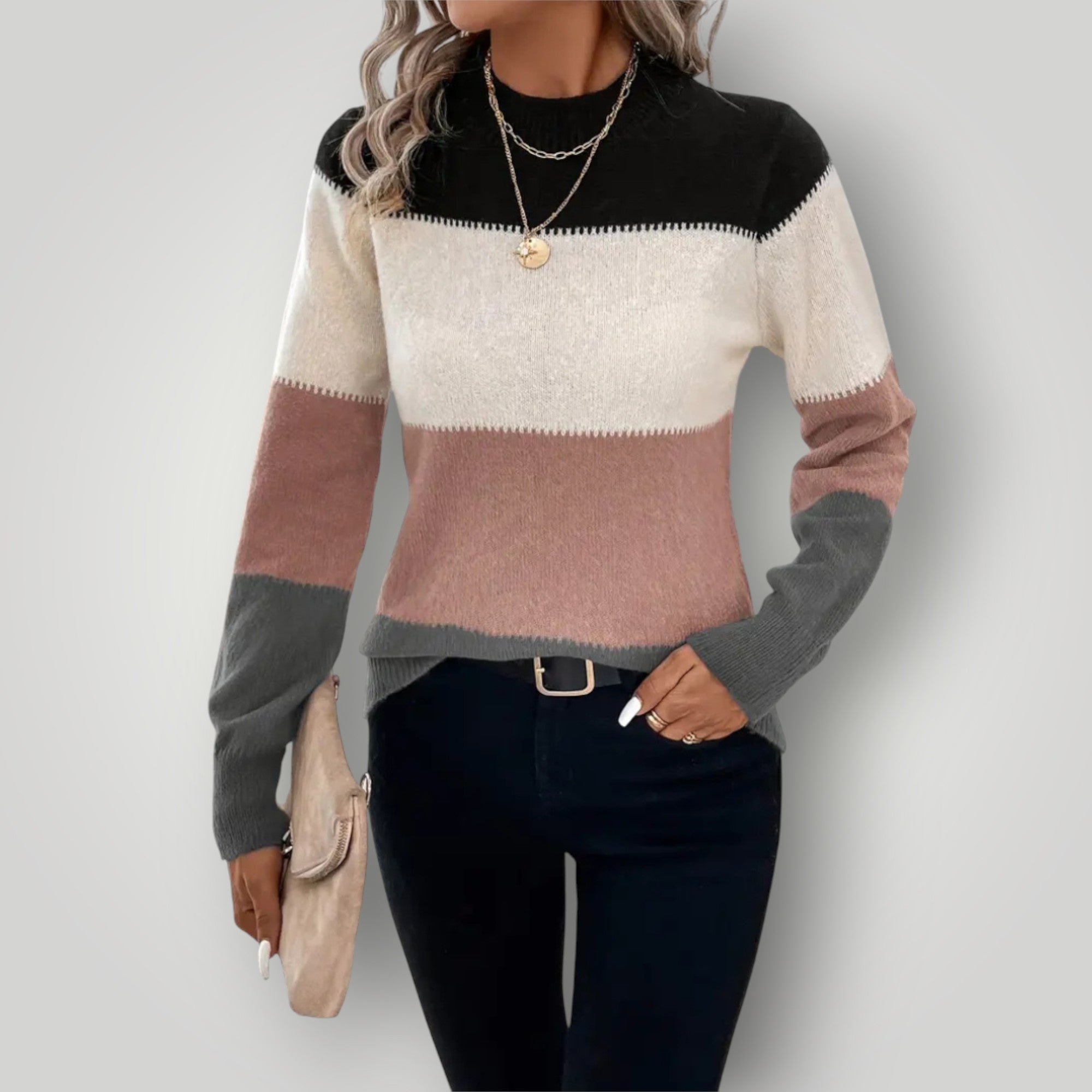 Damen Winterpullover – Warmer Strickpullover mit Stehkragen