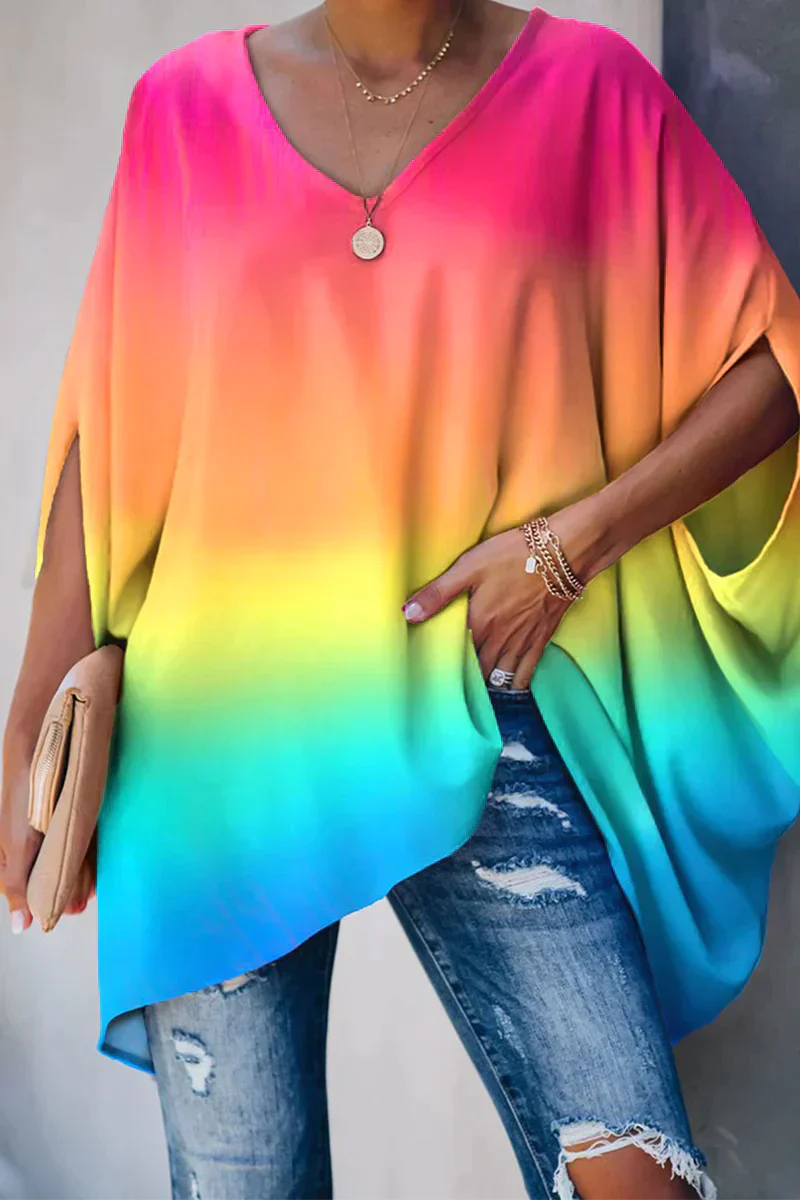 Damen Bluse | weite Form mit V-Ausschnitt