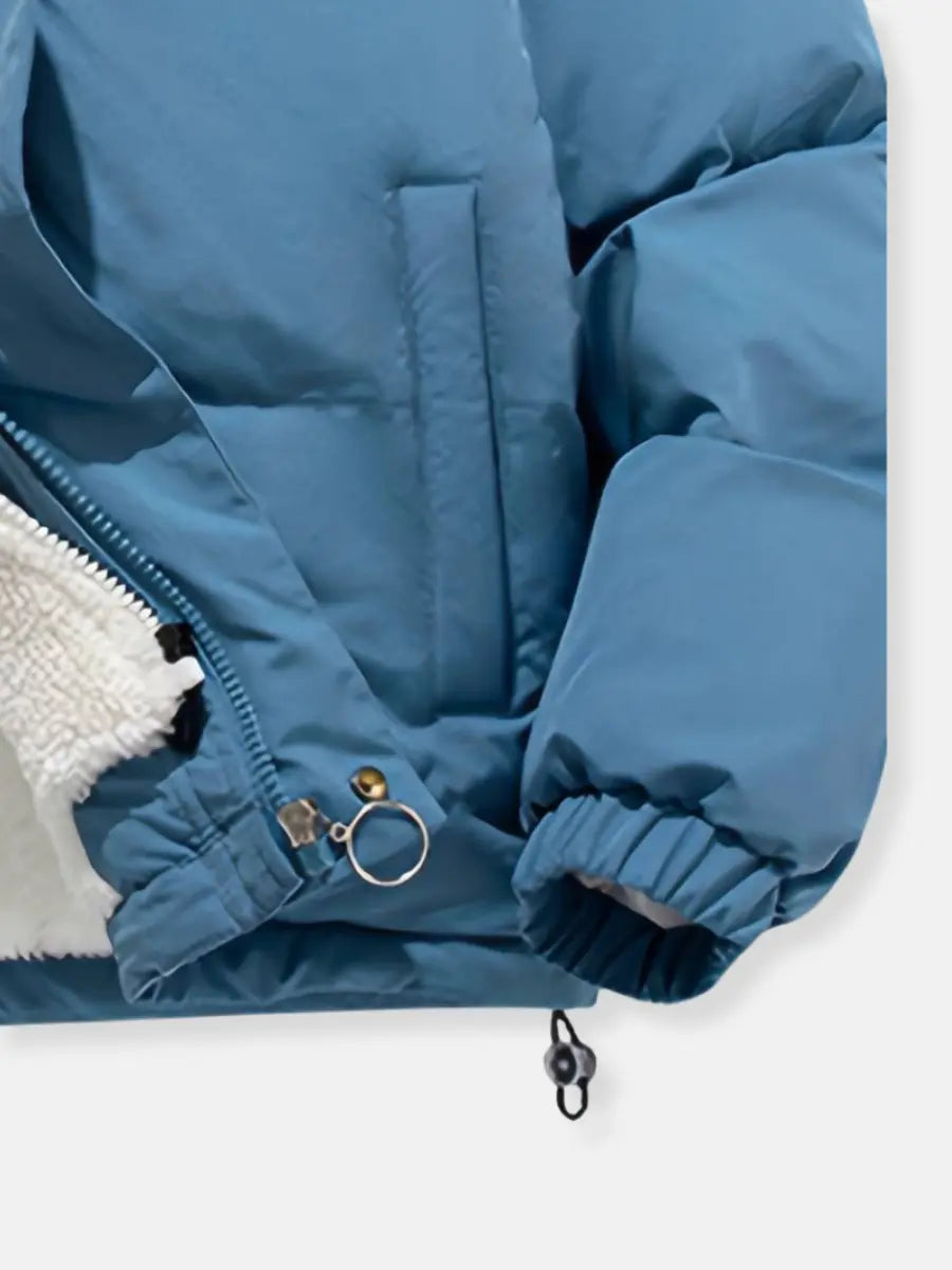 Warme Damen Winterjacke mit Reißverschluss | Mit Kapuze