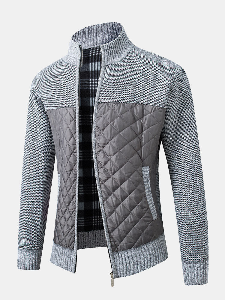 Herren Strickjacke | Karomuster und Frontverschluss