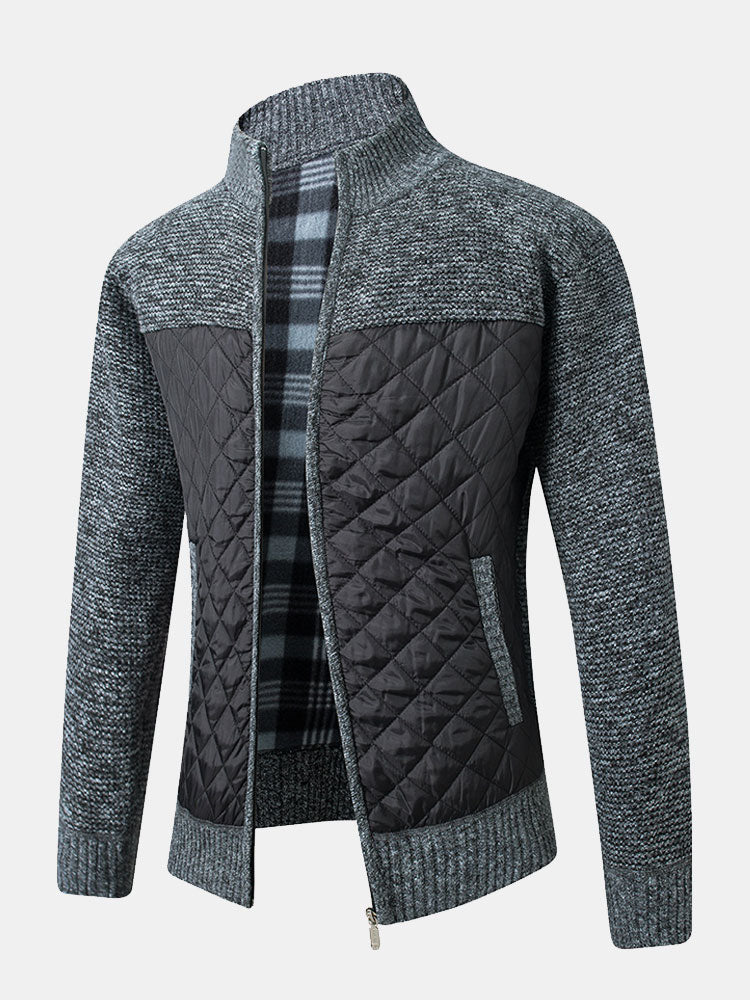 Herren Strickjacke | Karomuster und Frontverschluss