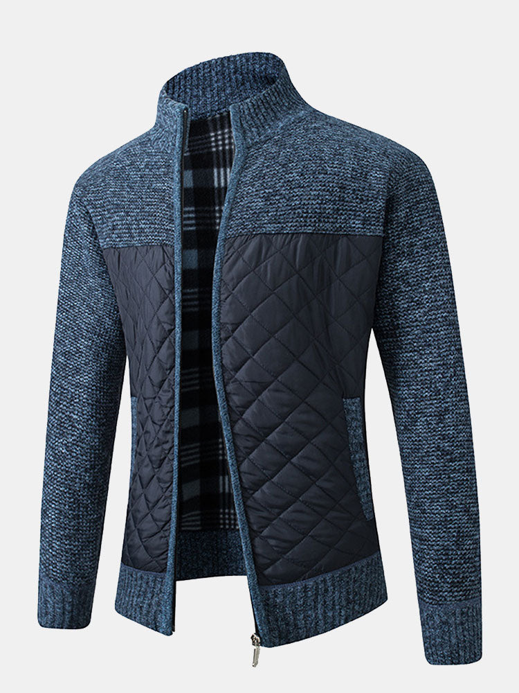 Herren Strickjacke | Karomuster und Frontverschluss