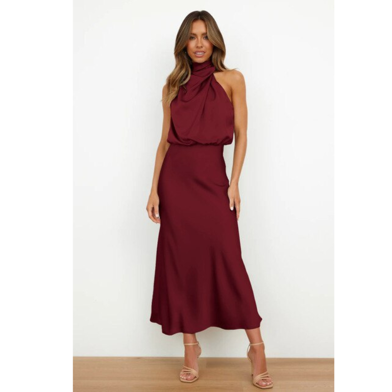 Damen-Abendkleid mit Neckholder-Ausschnitt | Midi-Länge