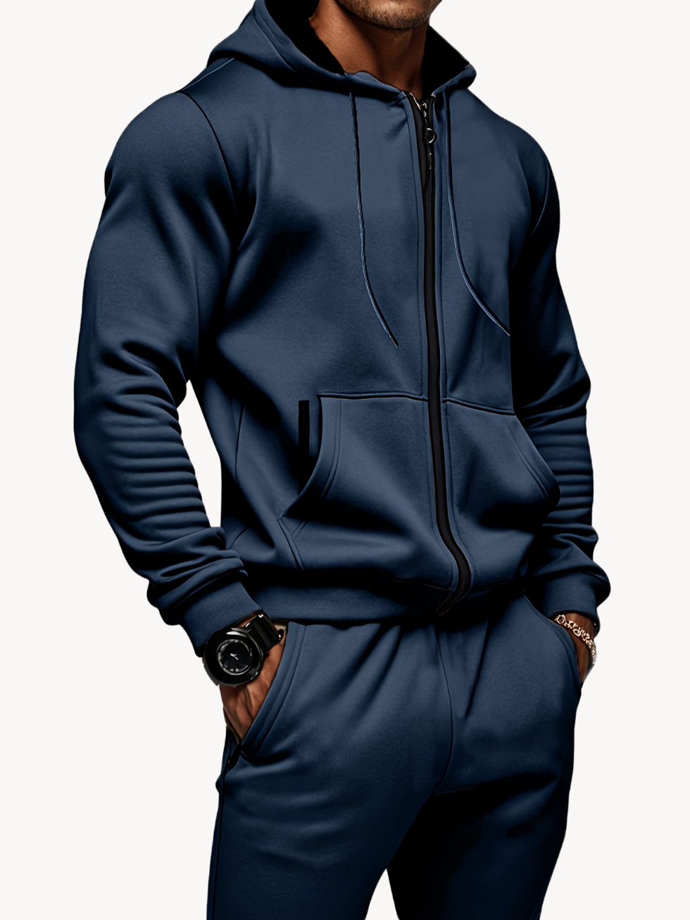 Herren Sport- und Freizeitset | Hoodie und Jogginghose Marineblau