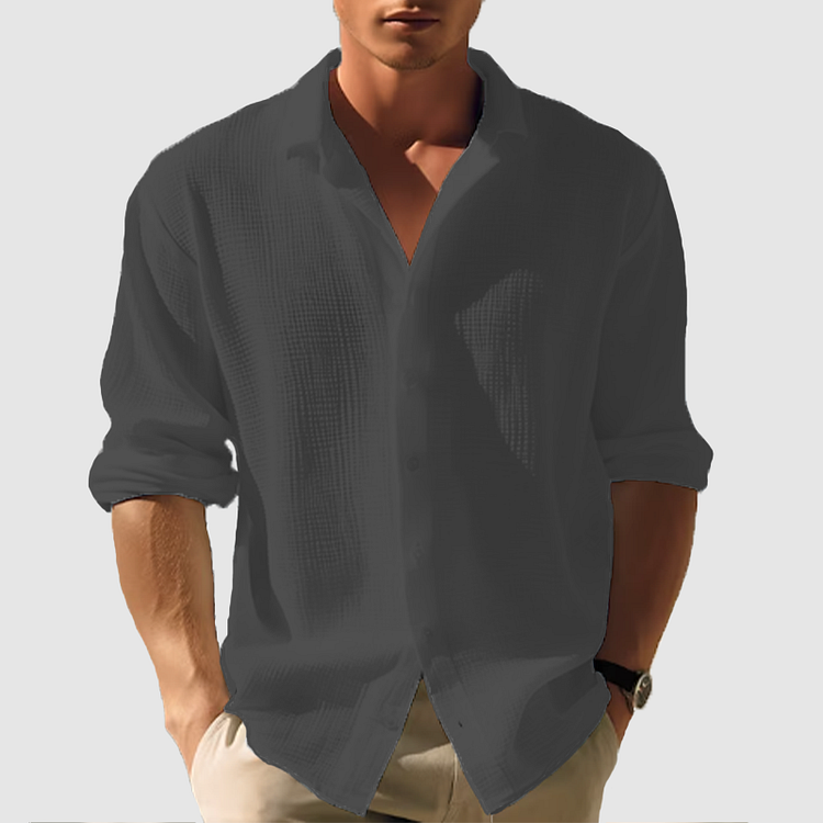 Herren Hemd | Kragen mit Knopfverschluss und Langarm