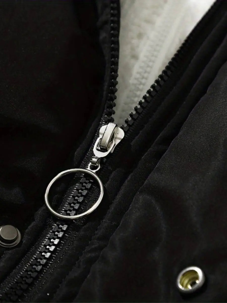 Warme Damen Winterjacke mit Reißverschluss | Mit Kapuze