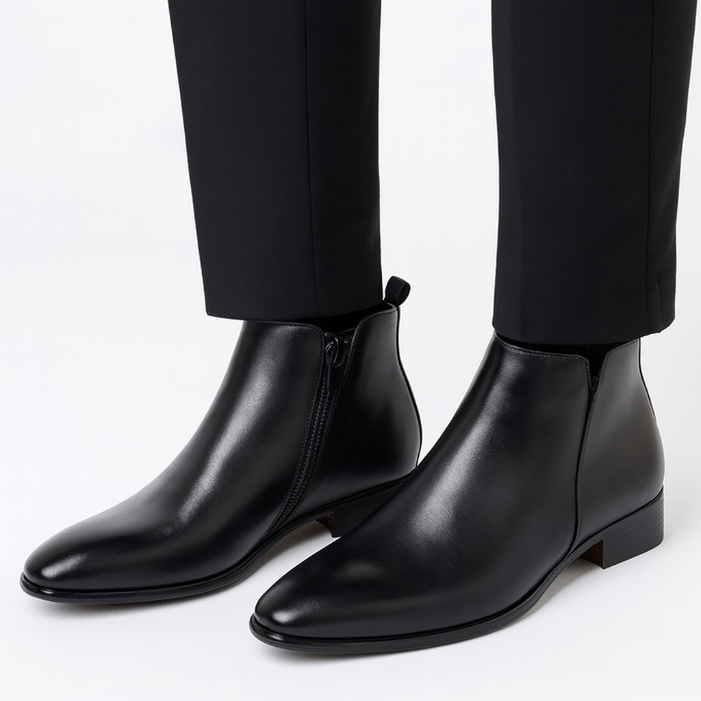 Herren Stiefel | Glatte Schaftform mit elastischem Seiteneinsatz
