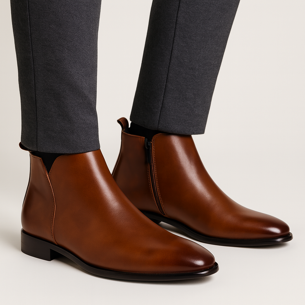 Herren Stiefel | Glatte Schaftform mit elastischem Seiteneinsatz