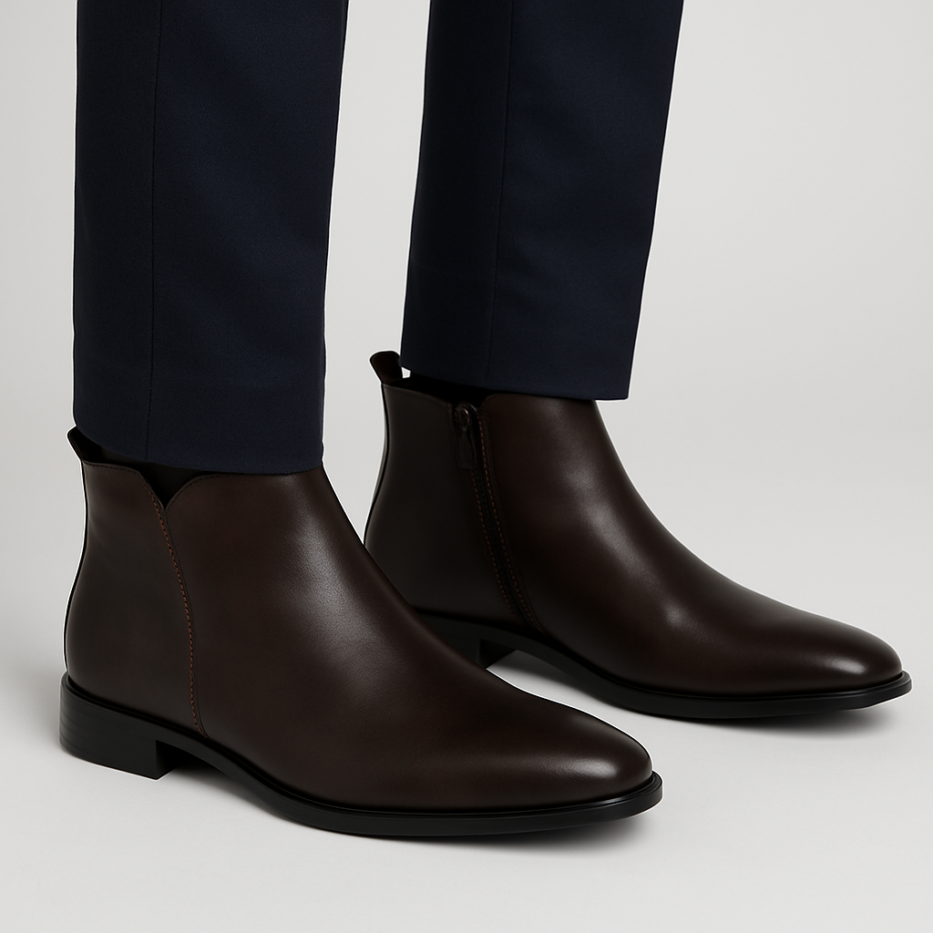 Herren Stiefel | Glatte Schaftform mit elastischem Seiteneinsatz