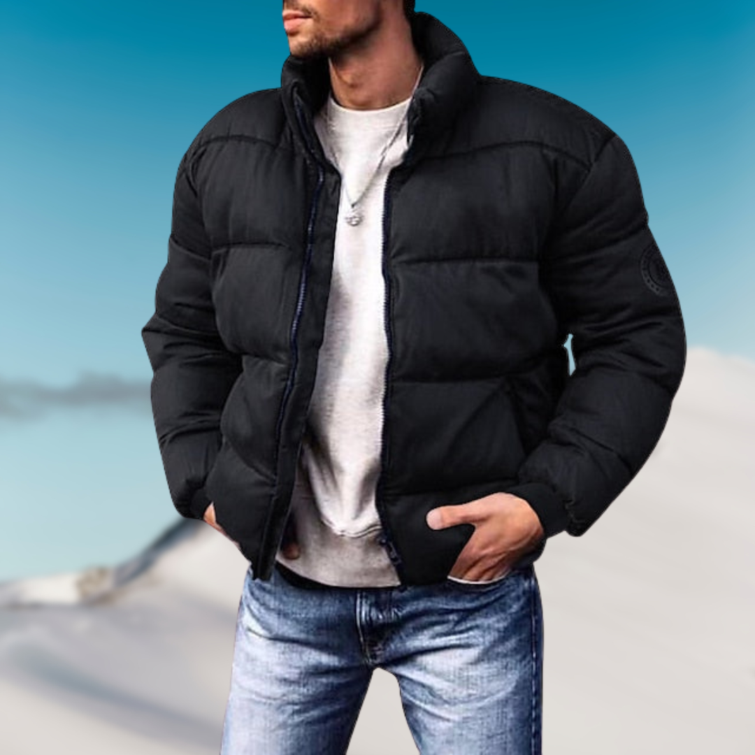 Herren-Pufferjacke mit glatter oberfläche | klare linienführung