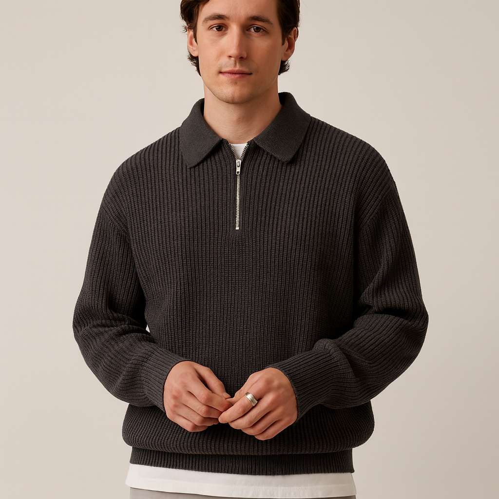 Herren Pullover | Durchgehender Reißverschluss klare Silhouette