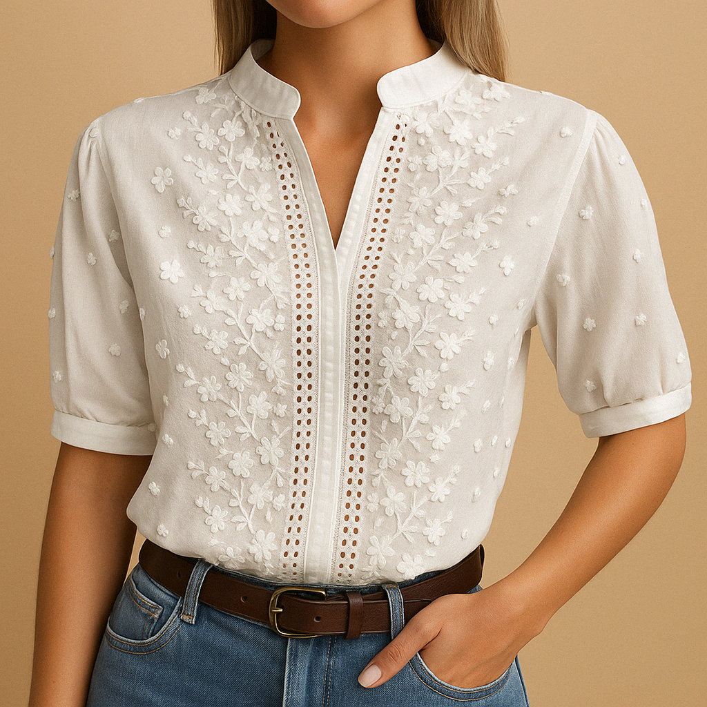 Damen Bluse | klassische Schnittform mit V-Ausschnitt