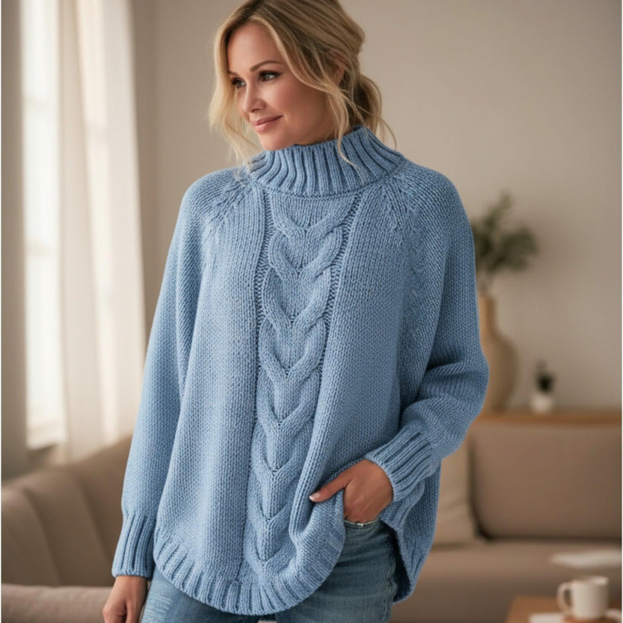 Damen Strickpullover | Lässiger Rollkragenpullover für Wintertage