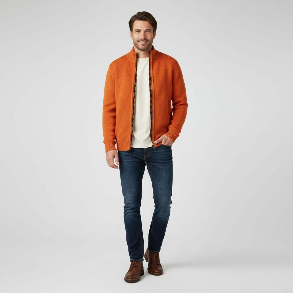 Herren-Strickweste mit offener Front | klare Struktur