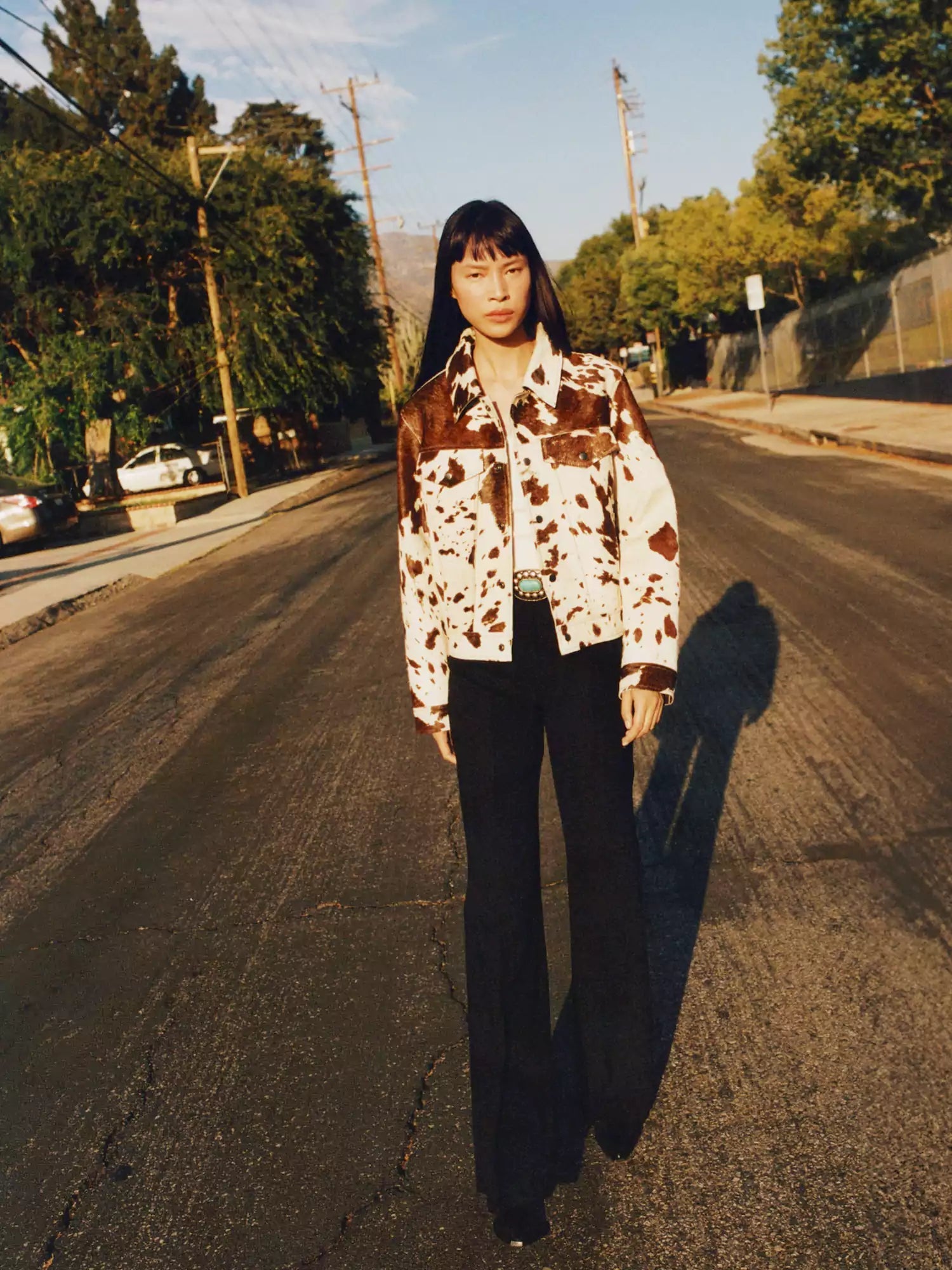 Damen Jacke | Kontrastreiches Muster klare Linien kurze Ausführung