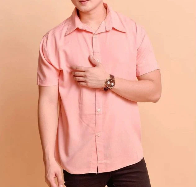 Herren Hemd Kurzärmlig | Kragen mit Knopfabschluss und Frontleiste