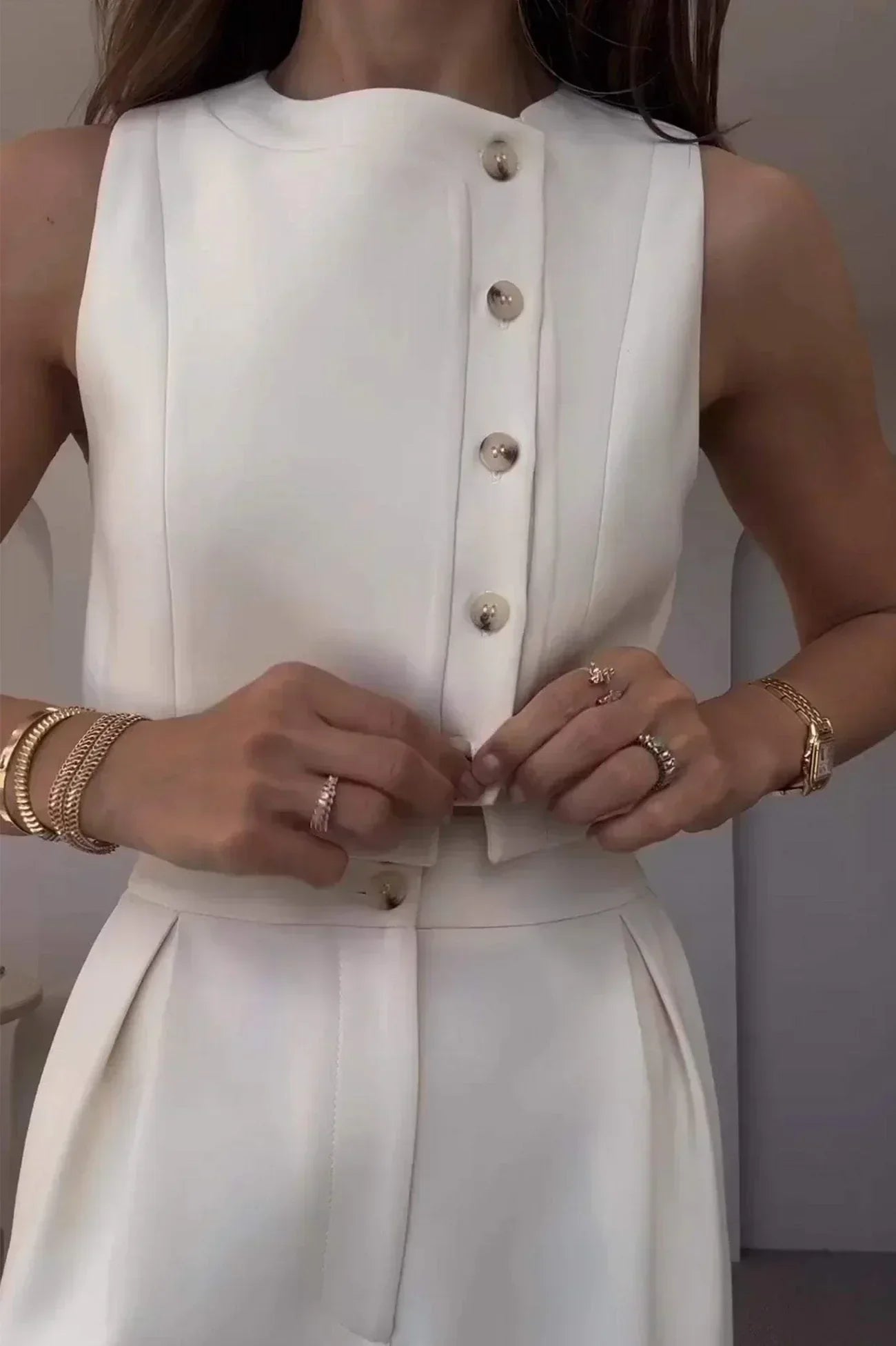 Damen Co-ord Set | zweiteilig mit klassischem Top und High-Waist Hose