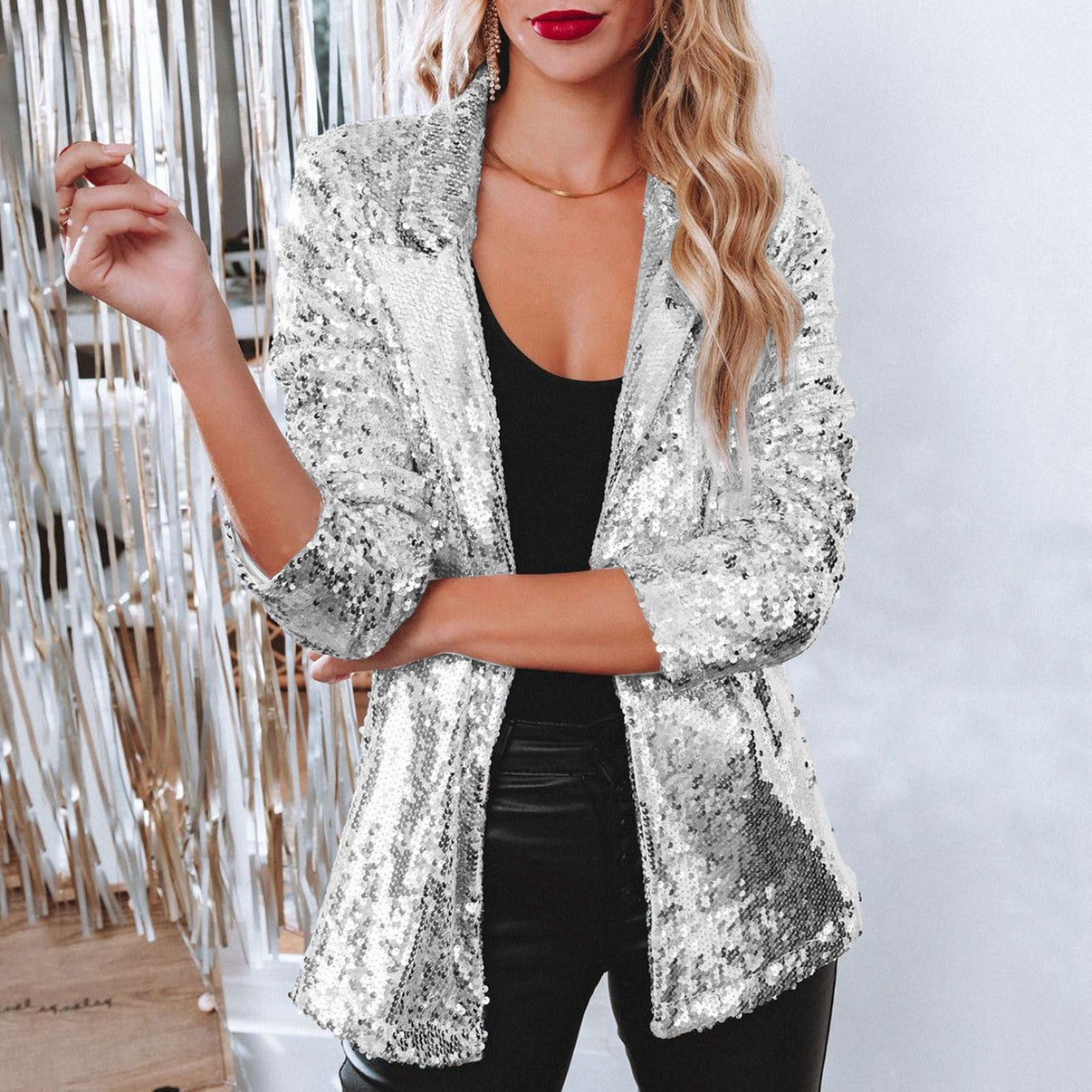 Damen-Blazer mit Glanzbesatz | klare Abendstruktur