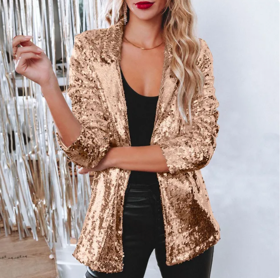 Damen-Blazer mit Glanzbesatz | klare Abendstruktur
