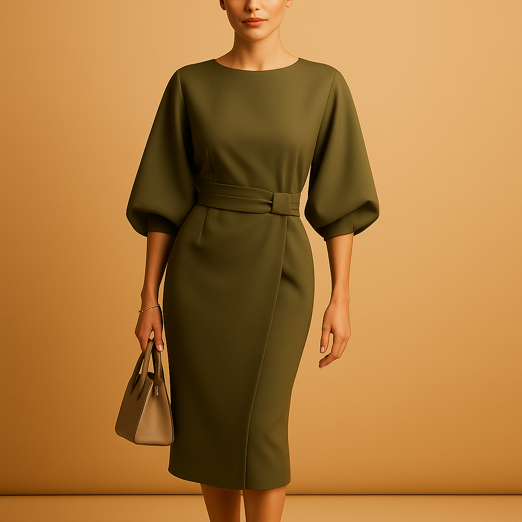 Damen Midikleid | Taillenbanddetail für den täglichen Gebrauch