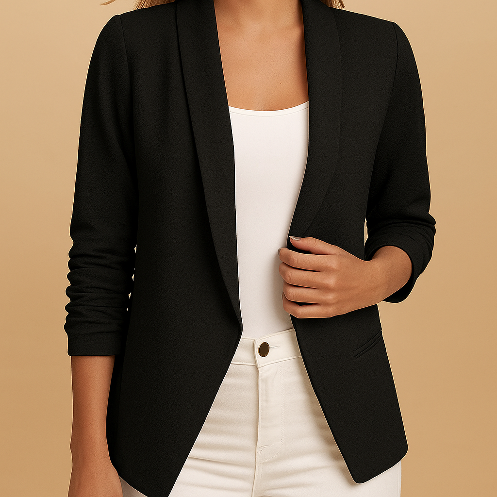Damen Blazer | Offene Front klare Linienführung strukturierte Form