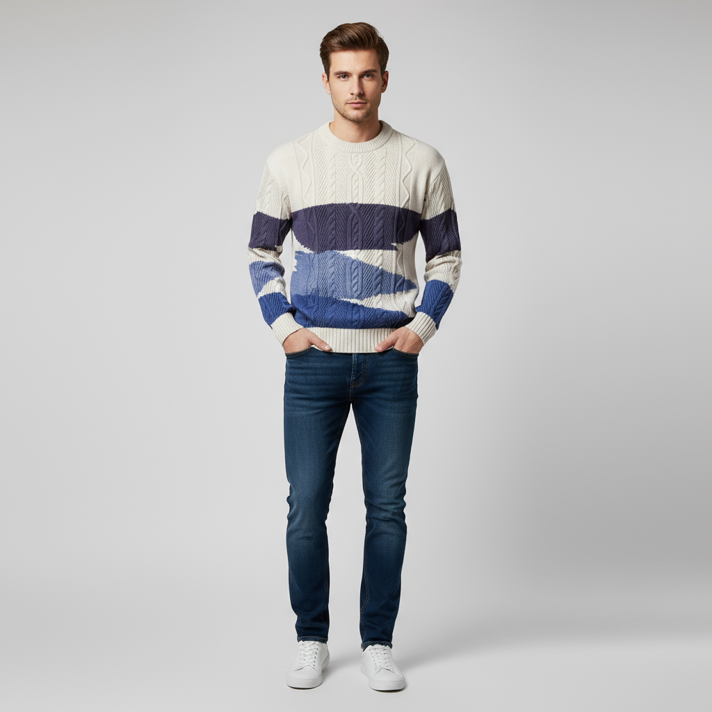 Herren-Strickpullover mit lockerer Struktur | Freizeitpassform