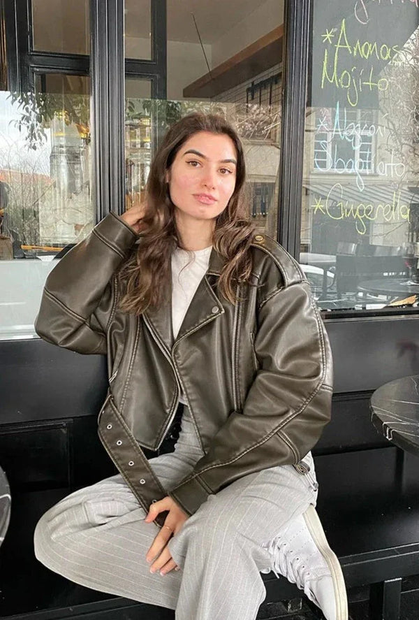 Damen Cropped Jacke | Kurz geschnittene Ausführung mit Gürtel