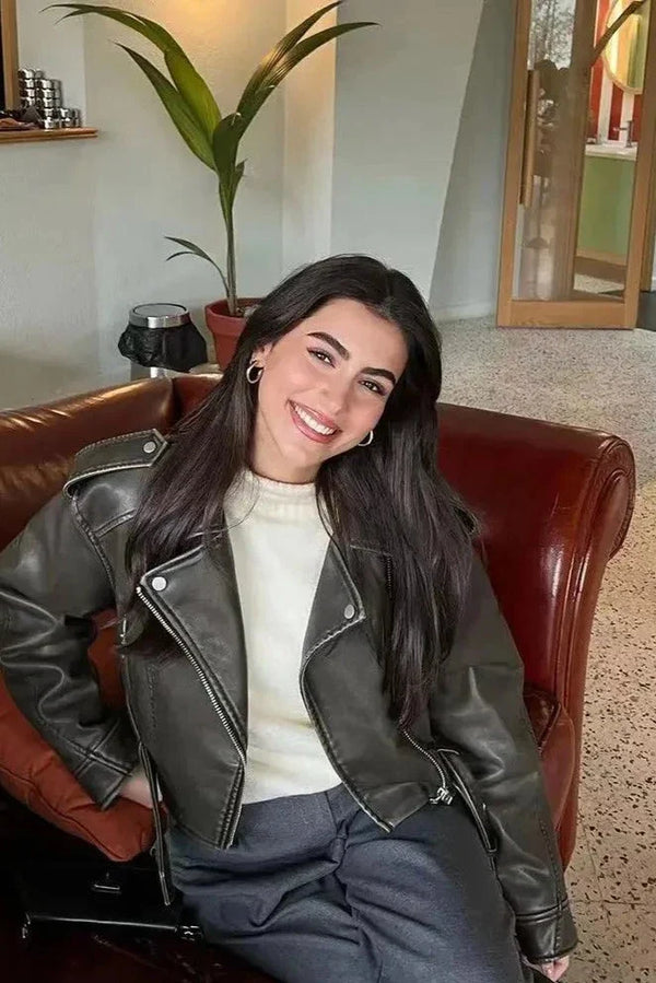 Damen Cropped Jacke | Kurz geschnittene Ausführung mit Gürtel