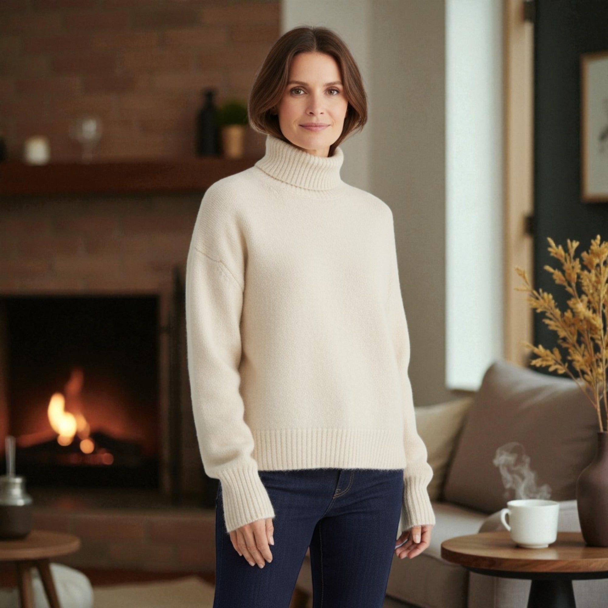 Damen Rollkragenpullover | Weicher, lässiger Pullover für Winter